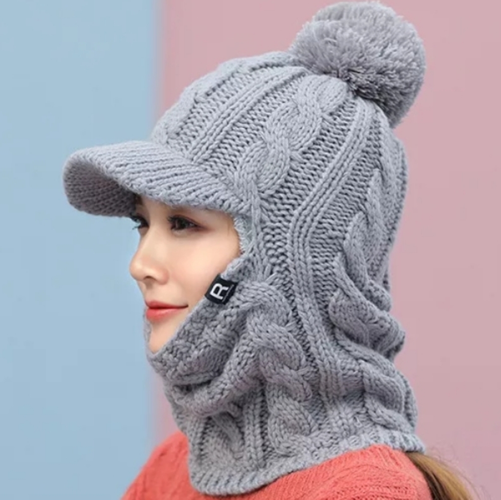 ❄Today's Arrival❄Winter knitbeanie cap Gray PomPom - Picture 4 of 7